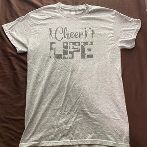 Gray “Cheer Life” graphic t-shirt